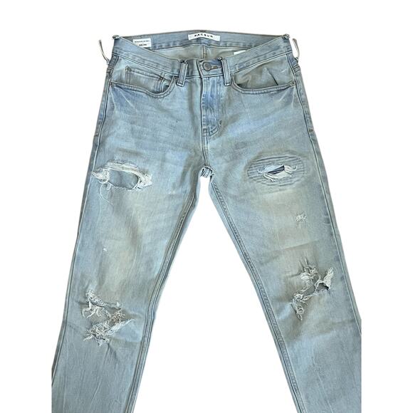 Pacsun Jeans Mens Size 28x30 Stacked Skinny Ripped cut Belt Loops Raw Hem - Picture 4 of 5